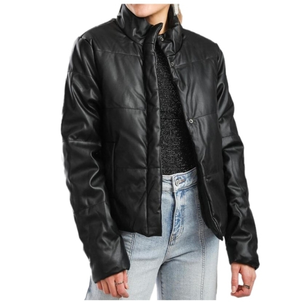 CI SONO Faux Leather Puffer Jacket, Sz M, Retail $160